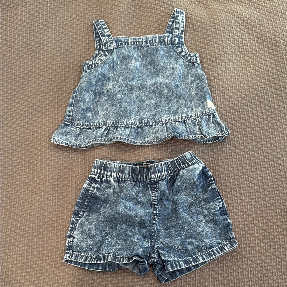 7 For All Mankind Blue Denim Kids Matching Set